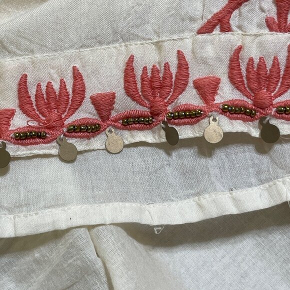 LulaSoul Halter Swing Dress Embroidered M (READ) Cream Peach Boho - Picture 7 of 11